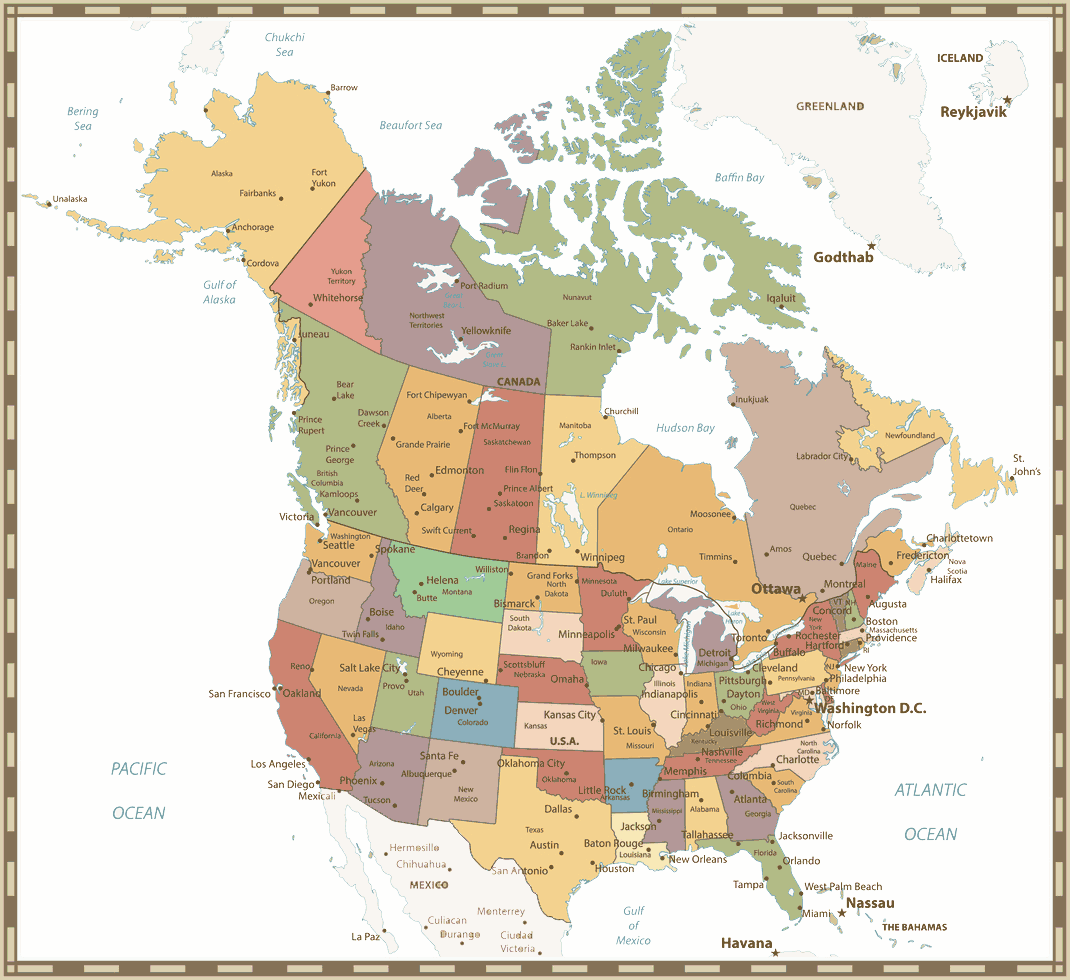 Map of North America highlighting the US and Canada as Tooty Inc. service area